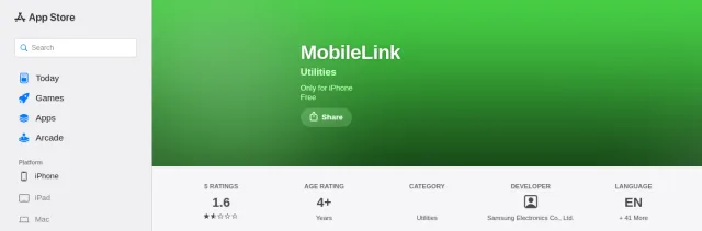 MobileLink on the App Store