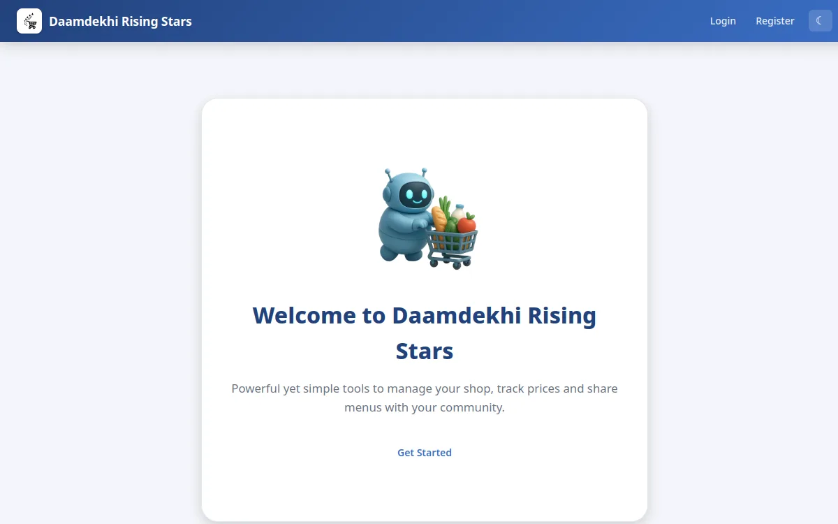 Screenshot of the Rising Stars product homepage